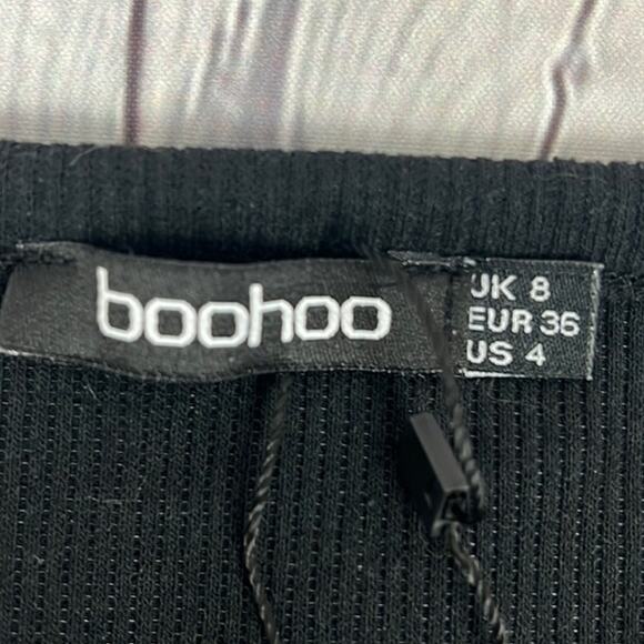 Boohoo Black Sleeveless Ribbed Bodysuit Button detail Size 4 NWT Fall Winter - Picture 7 of 8
